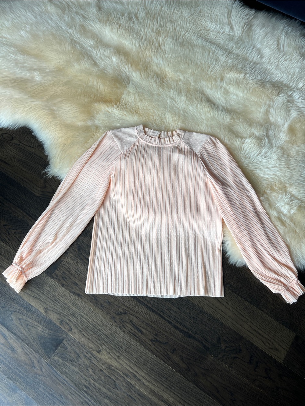 Sezane Women’s Pleated Long-Sleeve Top in Blush Pink 36